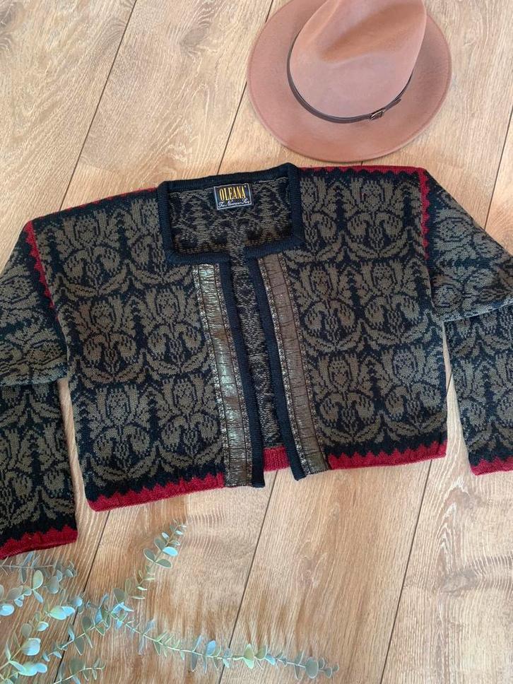 Oleana of Norway wollen vestje S M bohemian wool cardigan, -, Zwart, -, Nieuw