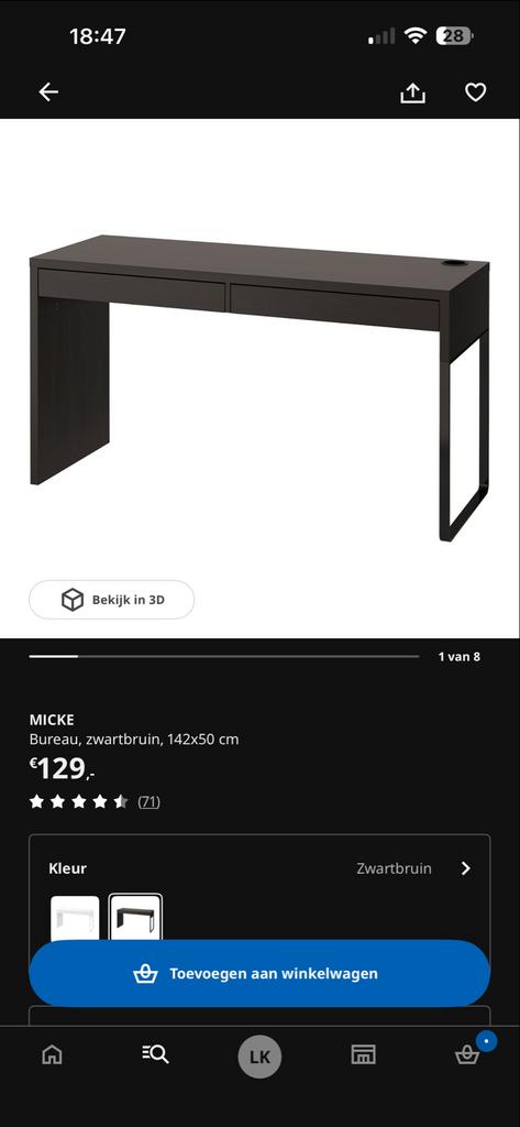 IKEA MALM Make-up tafel met 2 lades, Ophalen, Met lades, Spaanplaat of MDF, Zo goed als nieuw