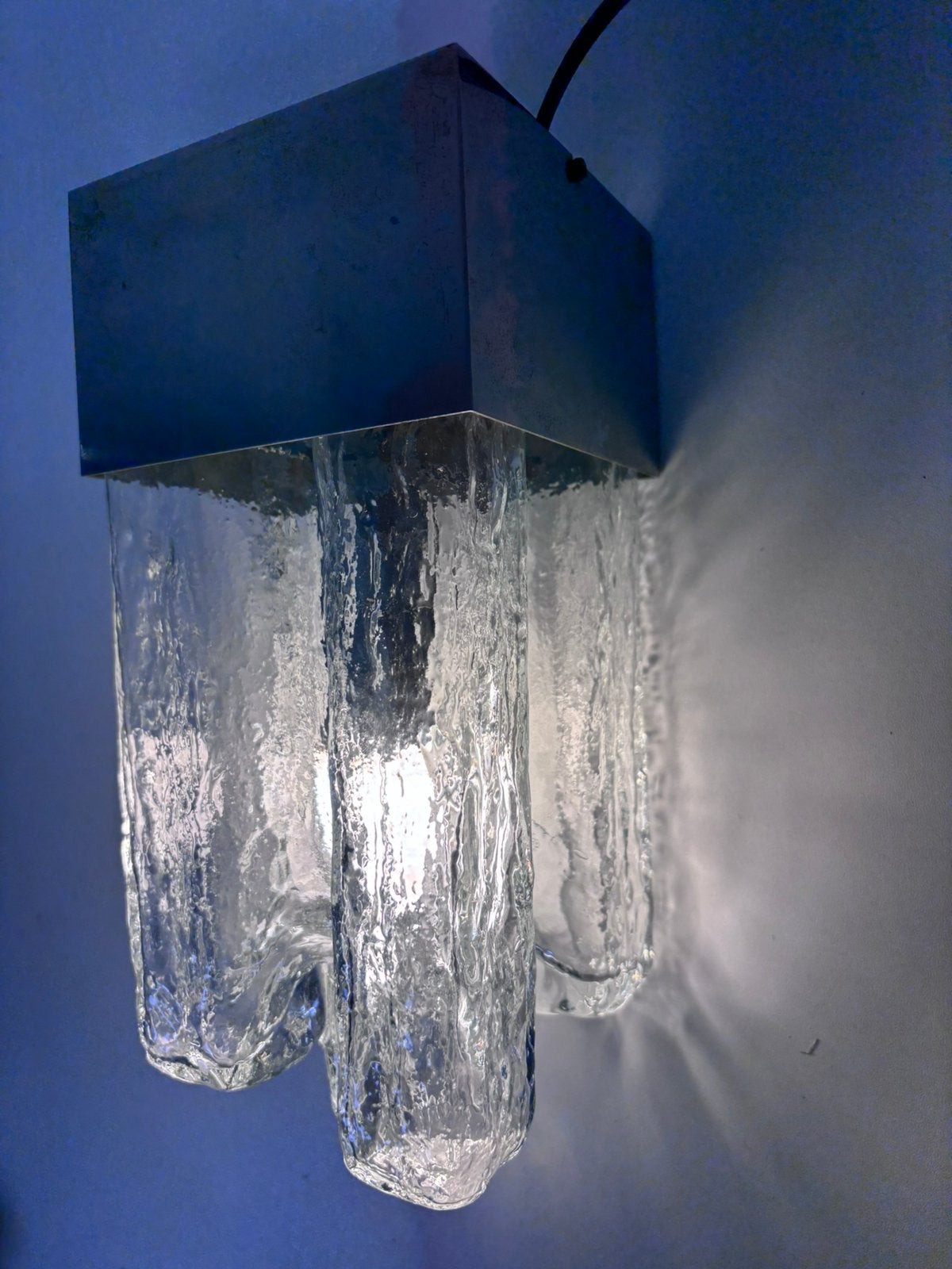 Exclusieve Mid-Century Kalmar 'Granada' Ijsglas Lamp Kalmar, Ophalen of Verzenden, Zo goed als nieuw, Glas
