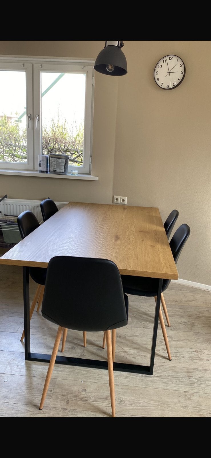 Eettafel en 6 eetkamerstoelen, Ophalen, Zo goed als nieuw, Rechthoekig, 50 tot 100 cm