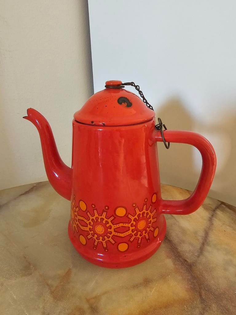 Vintage Geëmailleerde Koffiekan - Retro Keukenaccessoire, Ophalen of Verzenden
