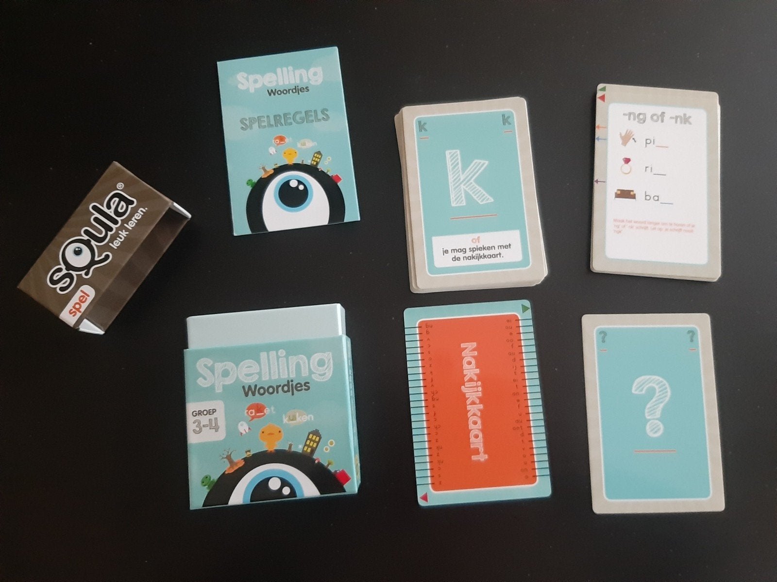 Squla spelling woordjes groep 3-4 - Leerzaam kaartspel, Een of twee spelers, Ophalen of Verzenden, Zo goed als nieuw, Identity Games