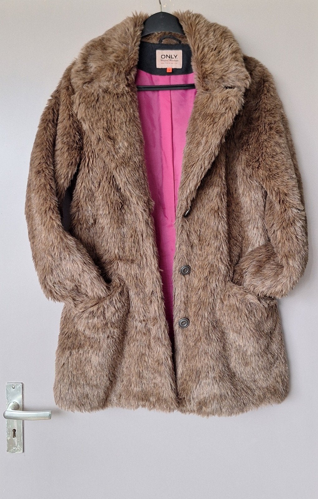 ONLY Faux Fur Jas - Maat M - Bruin - Lengte 75 cm, Maat 38/40 (M), Bruin, Ophalen of Verzenden, ONLY