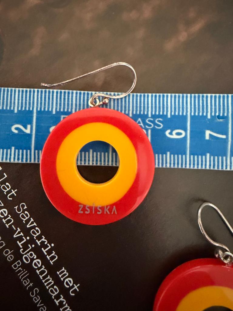 Zsiska oorbellen - Rood/Geel Hangers, Overige materialen, Hangers, Ophalen of Verzenden, Zo goed als nieuw