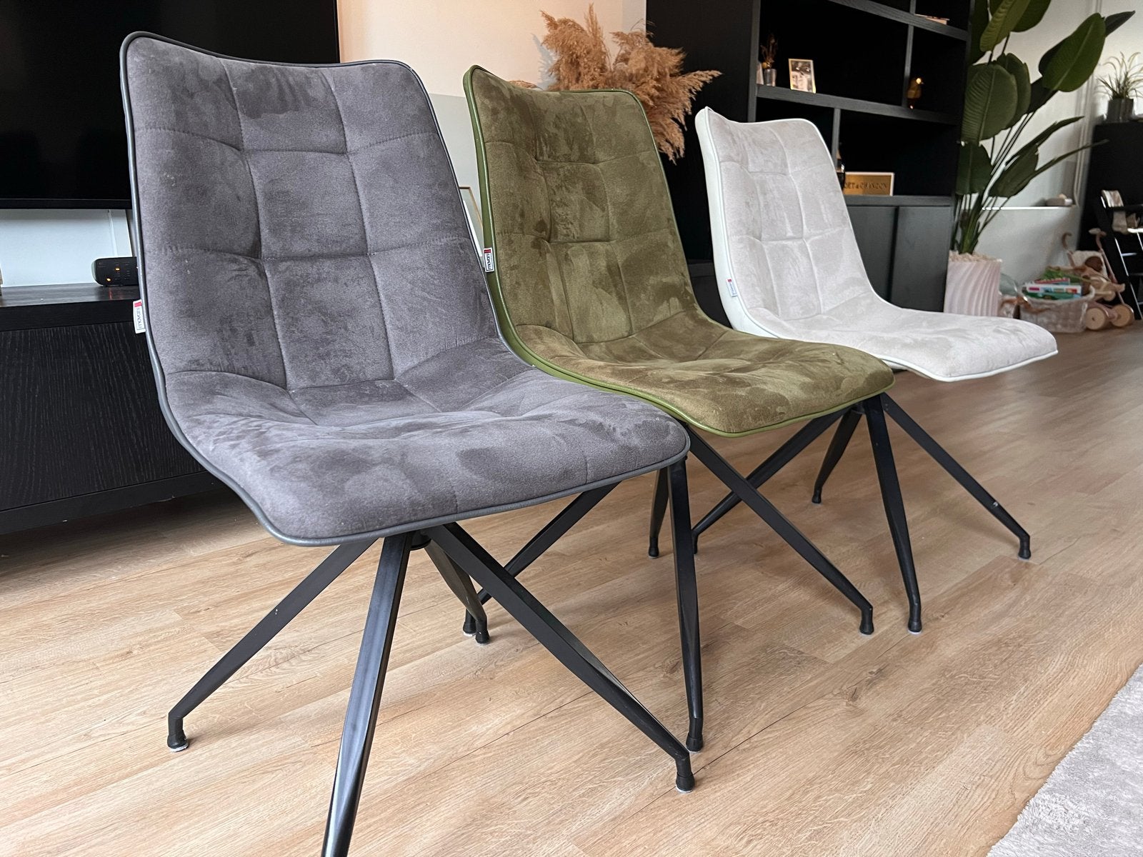 Set van 3 Movani eetkamerstoelen - Grijs, Groen, Wit, Ophalen, Gebruikt, Overige kleuren, Drie