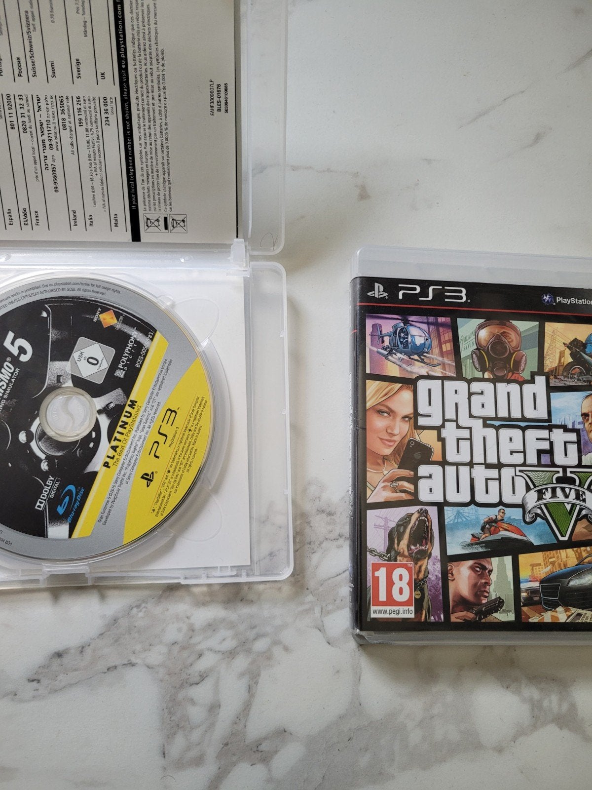 GTA 5 en Gran Turismo 5 PS3 Spellen, Spelcomputers en Games, Avontuur en Actie, Gebruikt, Vanaf 18 jaar, 1 speler