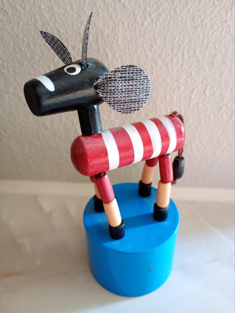 Houten drukpoppetje, drukfiguur ezel, Ophalen of Verzenden, Zo goed als nieuw
