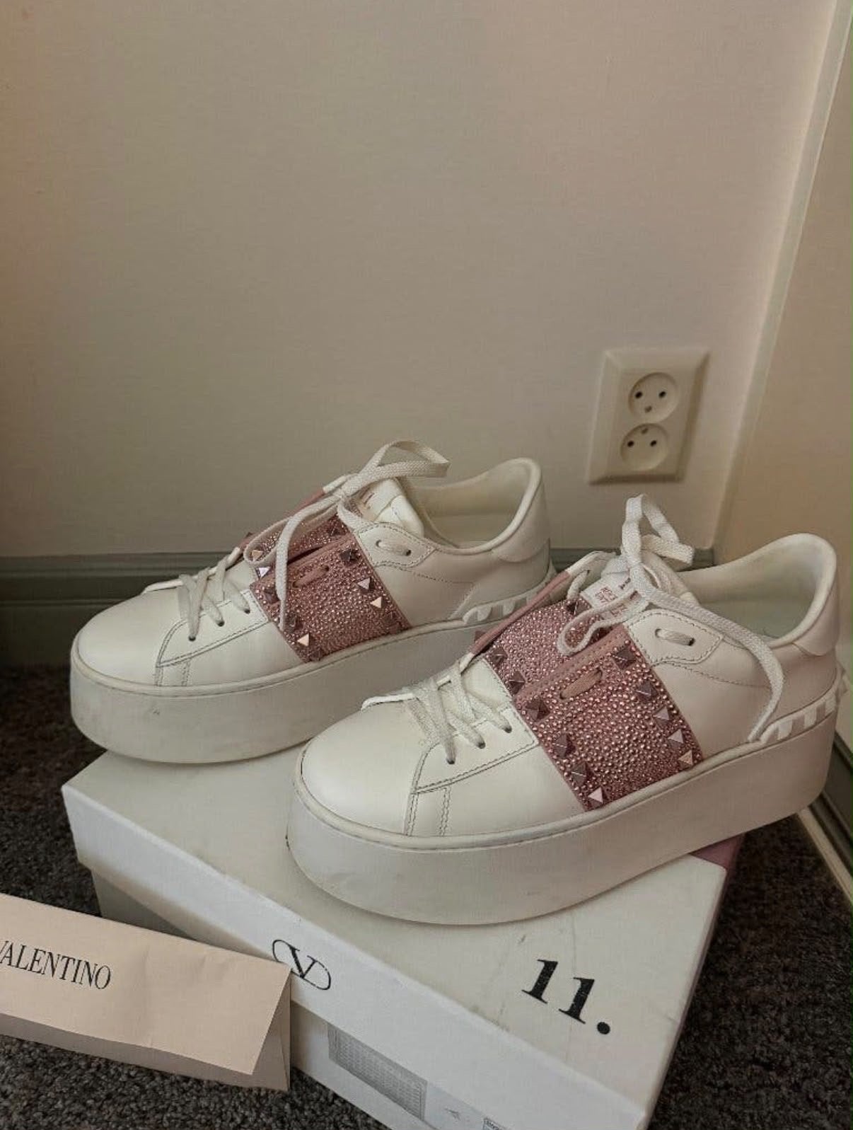 Valentino Garavani Rockstud Untitled Platform Sneakers - Maa, Ophalen of Verzenden, Gedragen, Wit, Sneakers of Gympen