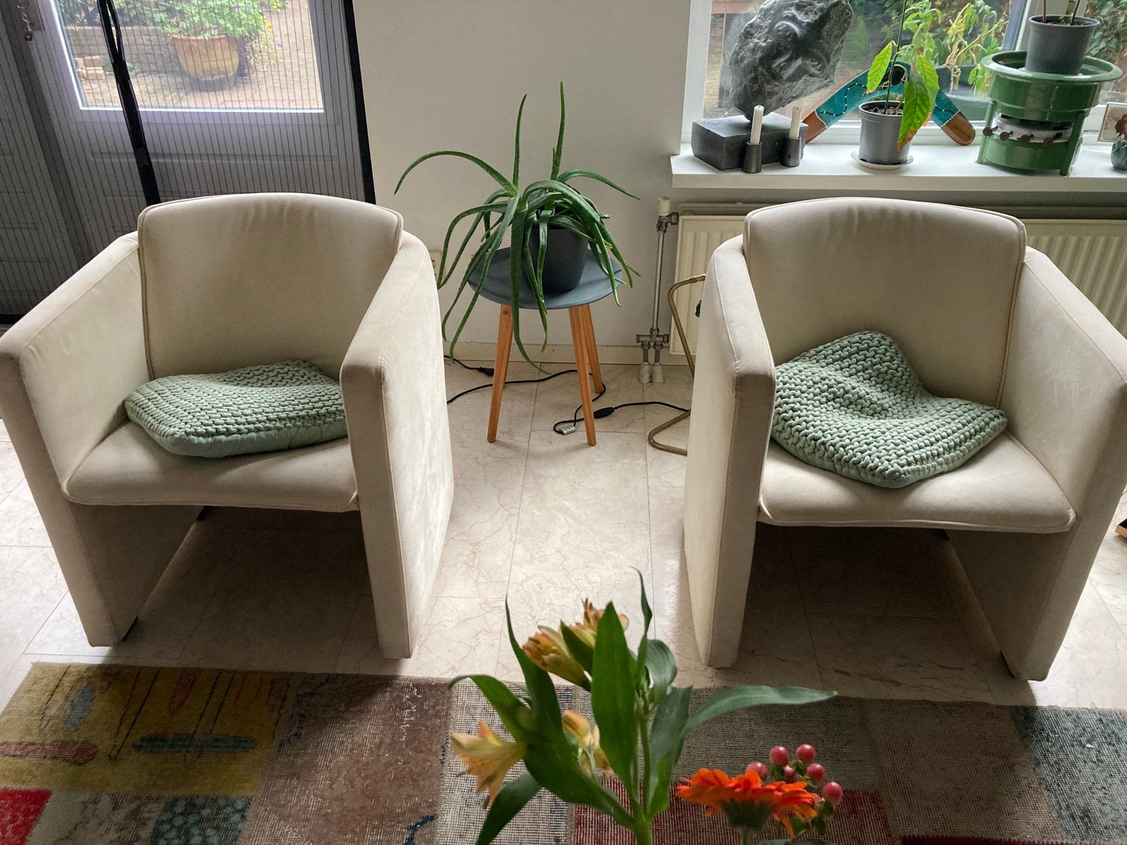 Twee LEOLUX fauteuils, Ophalen, Gebruikt, Minder dan 75 cm, 50 tot 75 cm
