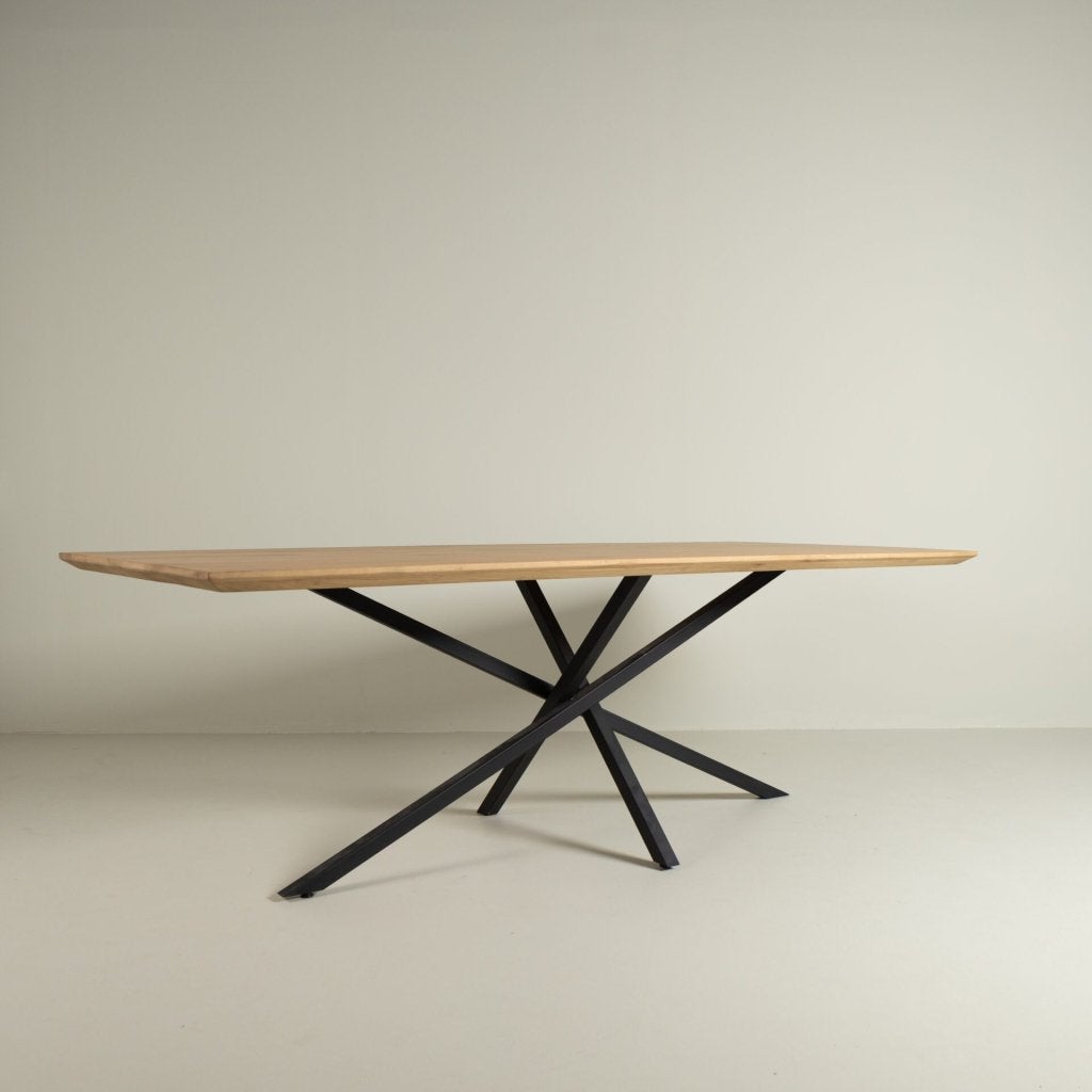 Design Eettafel Eikenhout (220 cm) – Dunne Spinpoot Zwart Me, Niet ingevuld, Nieuw, Niet ingevuld, Niet ingevuld