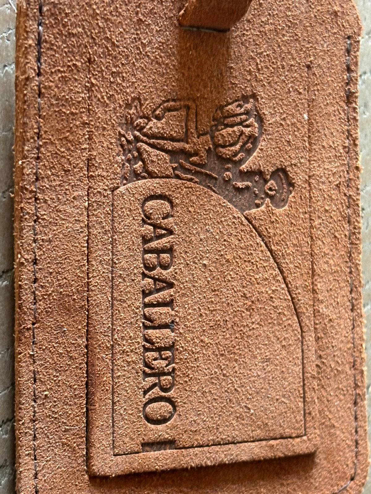 Origineel vintage Caballero bagagelabel leer., Verzenden, Zo goed als nieuw, Bruin, Leer