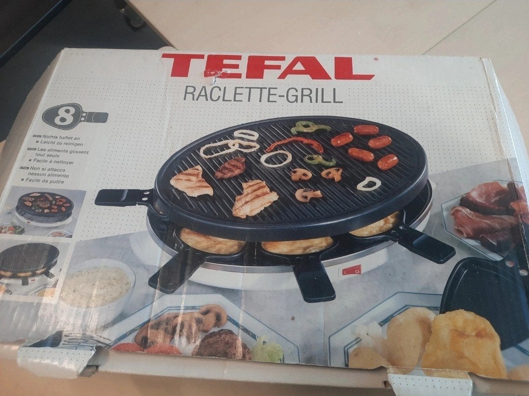 Tefal Raclette-Grill - Plaat prima, pannetjes beschadigd, Ophalen of Verzenden, Gebruikt, 8 personen of meer