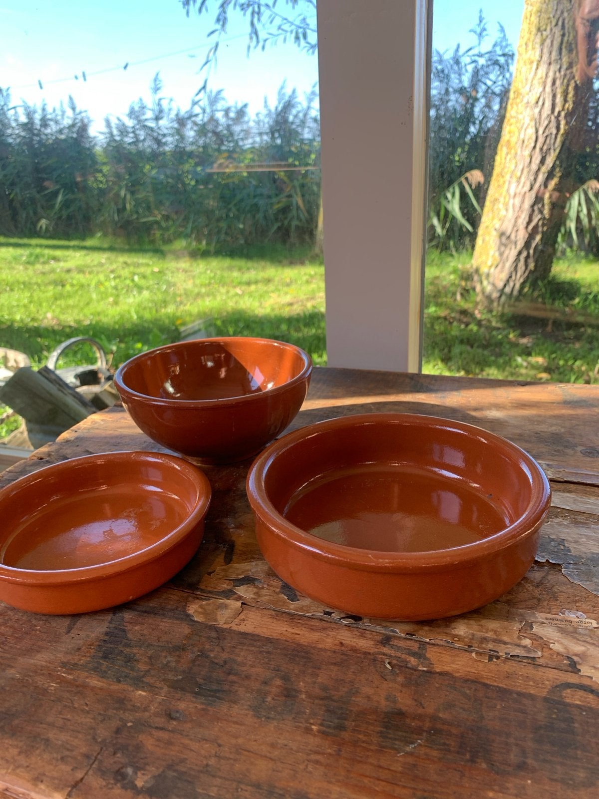 Set van 3 terracotta schalen en borden, Ophalen of Verzenden