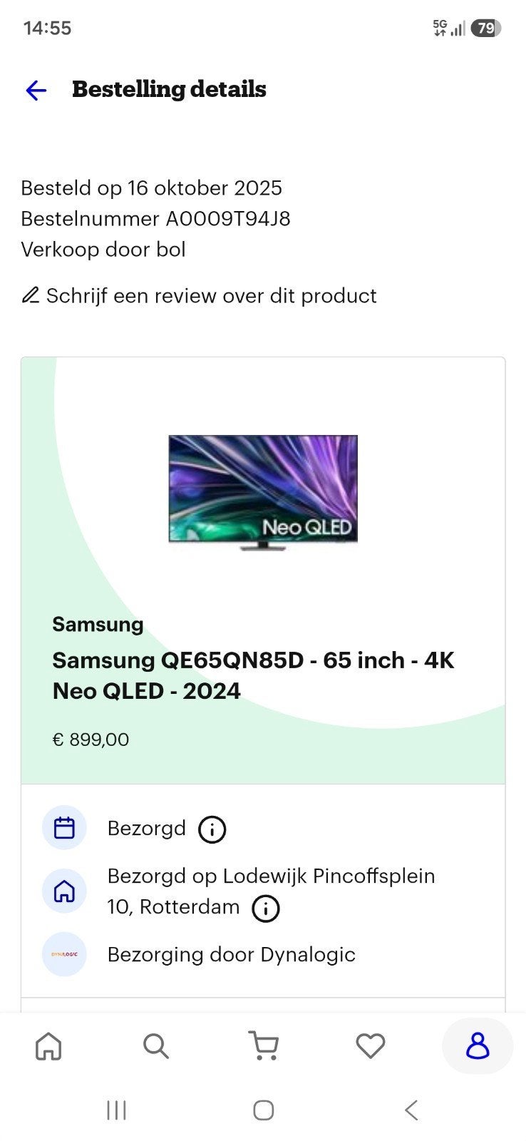 Samsung QE65QN85D - 65 inch 4K Neo QLED TV (2024), Ophalen, QLED, 120 Hz, Zo goed als nieuw
