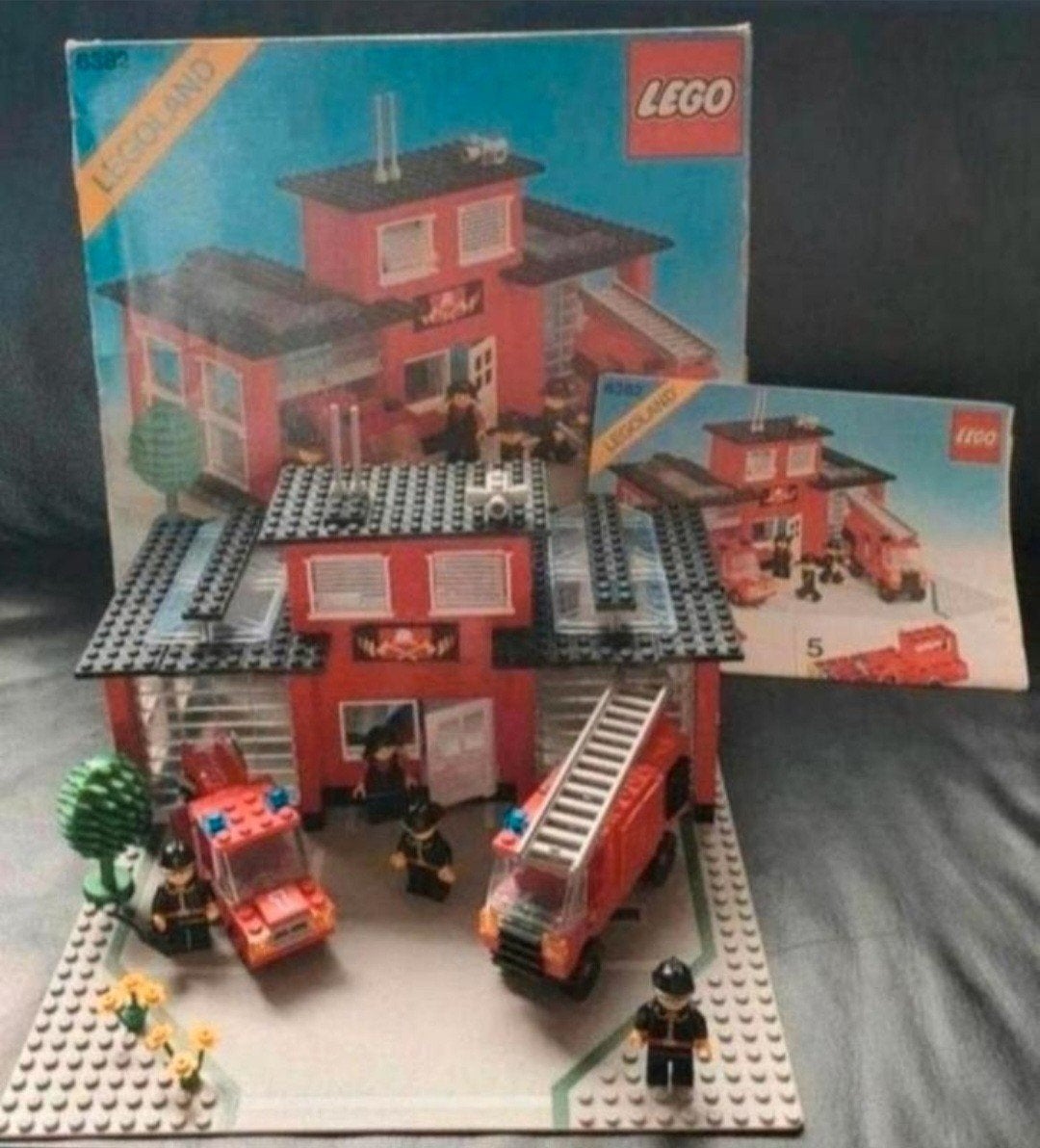 Lego Legoland 6382 Brandweer Kazerne compleet + doos 1981, Gebruikt, Lego, Ophalen of Verzenden, Compleet