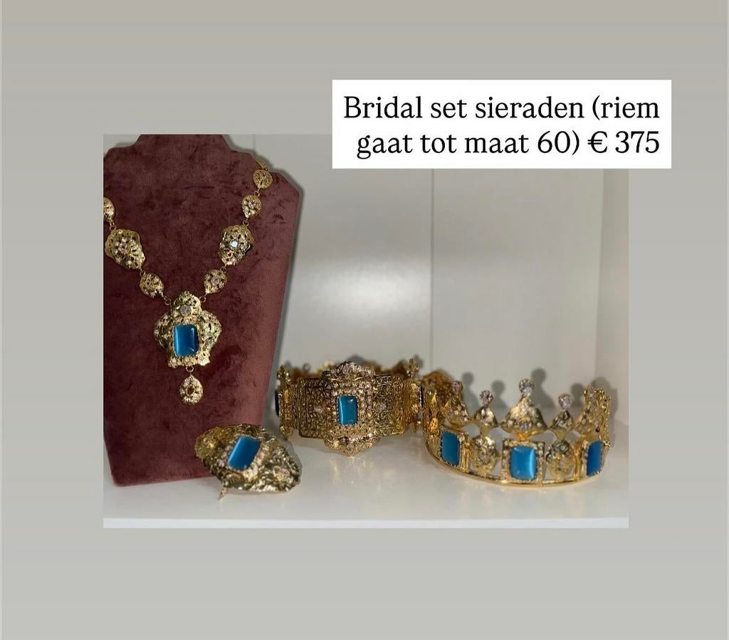 Gouden Bruidsset: Kroon, Ketting, Broche, Riem, Overige materialen, Nieuw, Ophalen of Verzenden, Met edelsteen