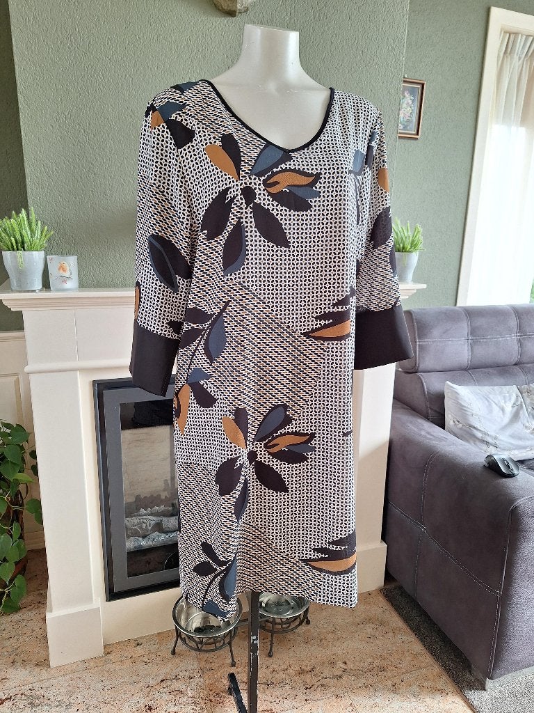 La Fee Maraboutee mooie print jurk 42 L, La Fee Maraboutee, Verzenden, Zwart, Maat 42/44 (L)