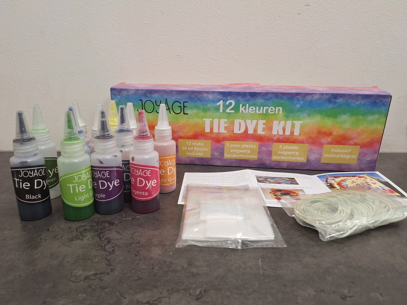 JOYAGE Tie Dye Kit - 12 kleuren textielverf set, Ophalen of Verzenden