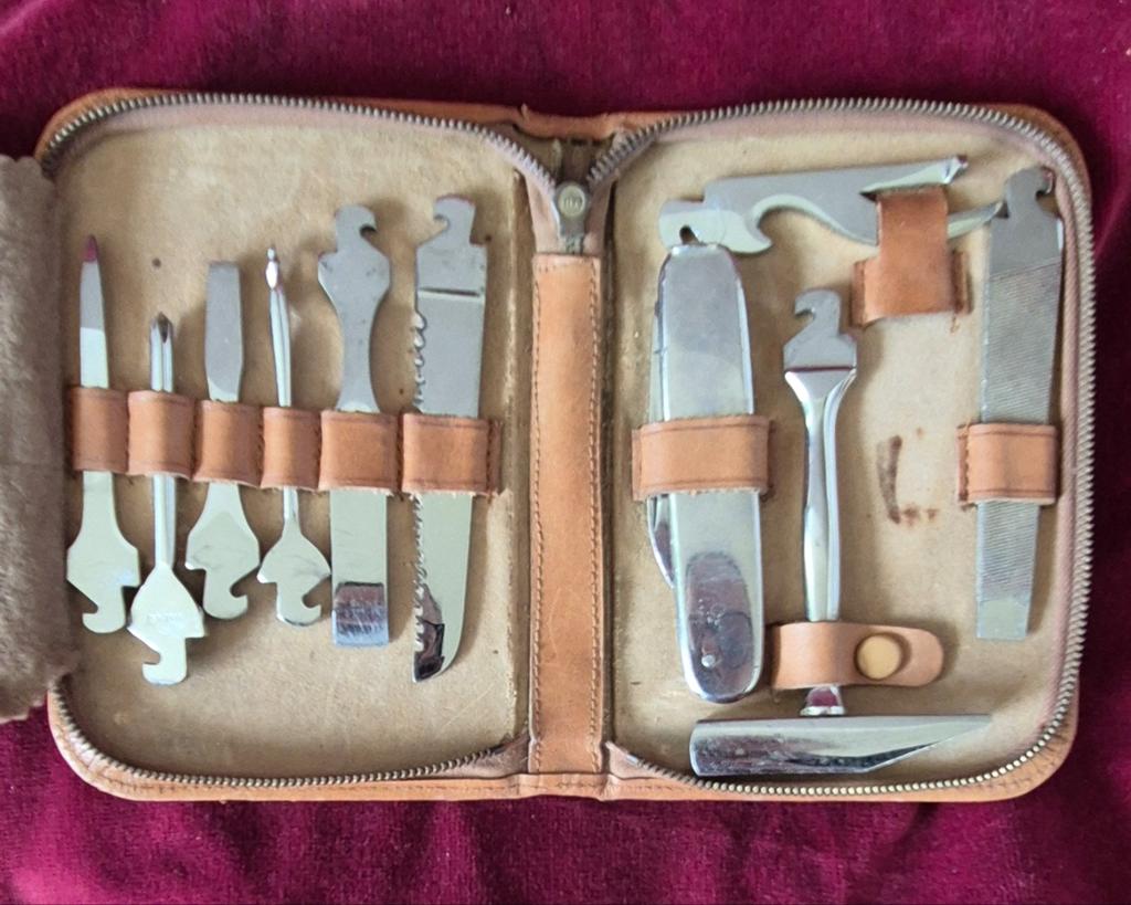 Vintage Solingen Multi-Tool Set (9 Opzetstukken) – Jaren 50, Ophalen of Verzenden
