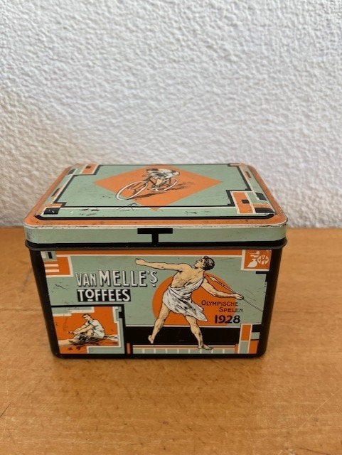 Blik Olympische spelen 1928 - van Melle toffees, Ophalen of Verzenden, Zo goed als nieuw, Overige