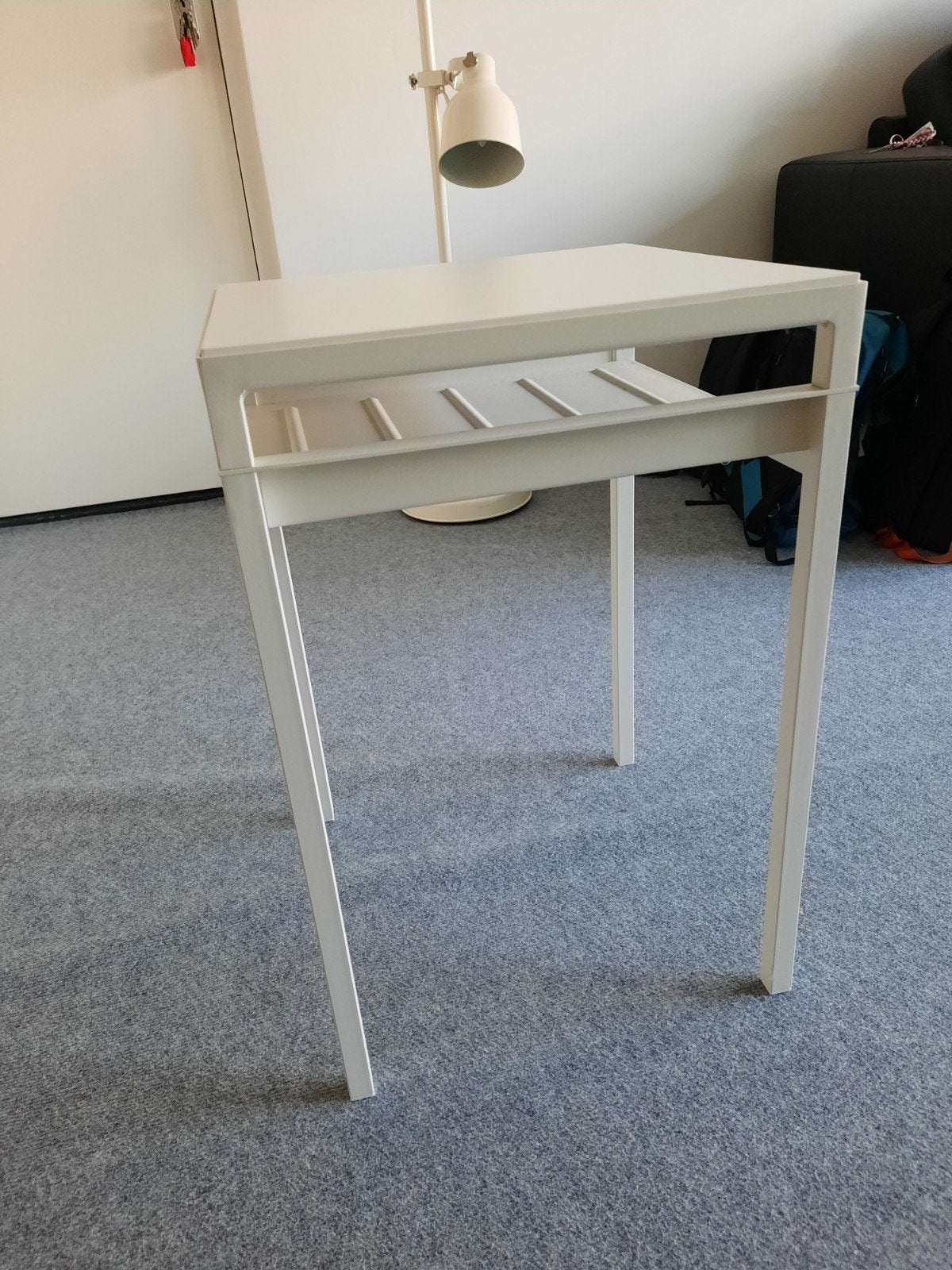 Bijzettafel Nyboda Ikea wit, 2 stuks, Huis en Inrichting, Ophalen, Minder dan 55 cm, Metaal of Aluminium, Vierkant