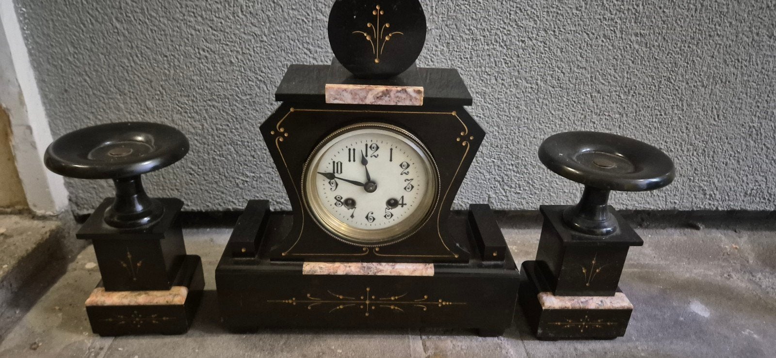 Antieke pendule met marmeren accenten, Antiek en Kunst, Ophalen of Verzenden