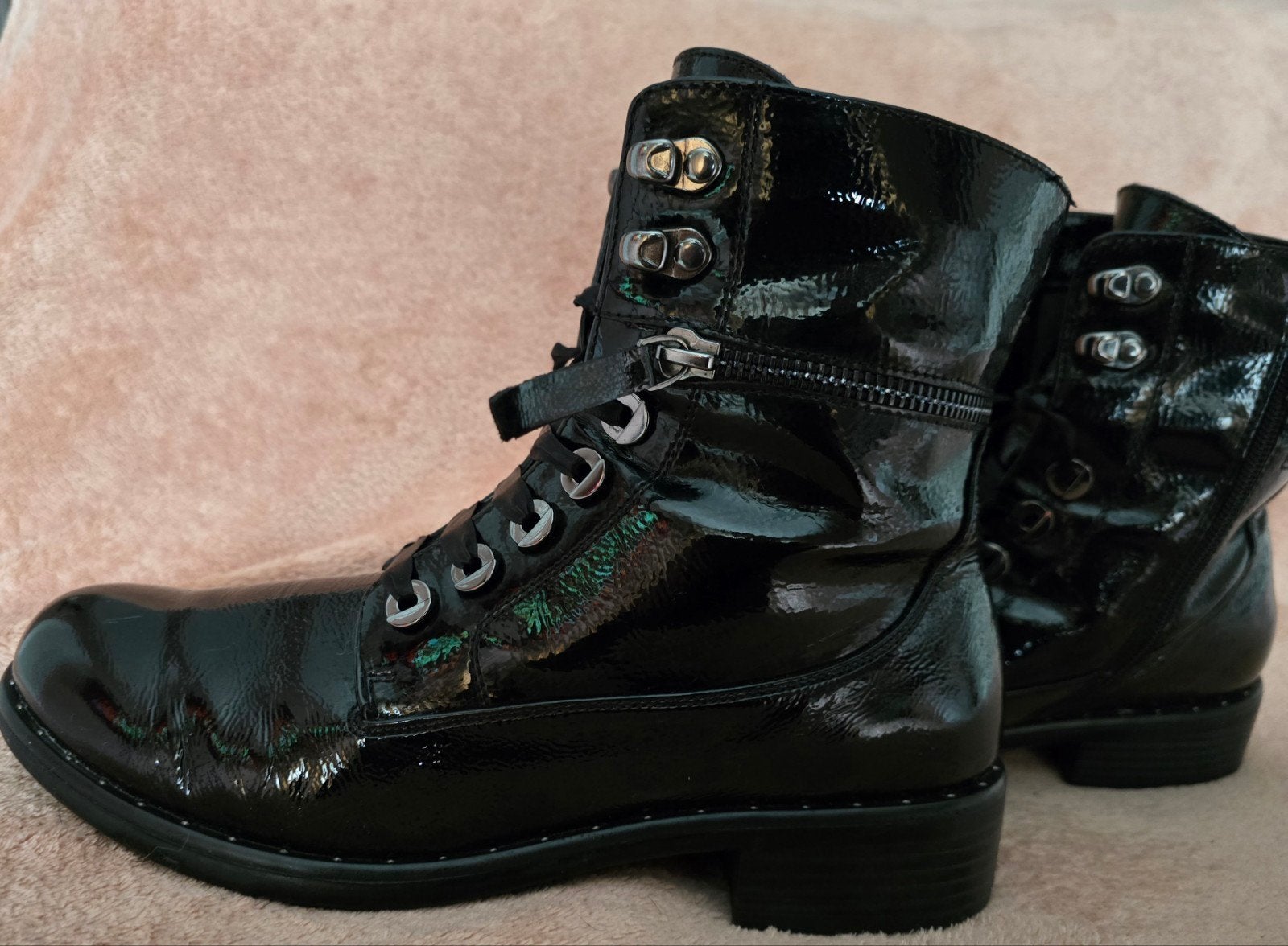 *NIEUW* A.S.98 Lakleren Veterboots Mt 39 Crinkle-Lakleer, Hoge laarzen, Zwart, Nieuw, Ophalen of Verzenden