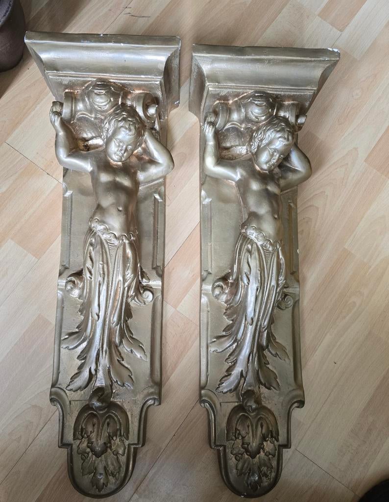 Antiek muur wand ornament console engel putti, Antiek en Kunst, Ophalen