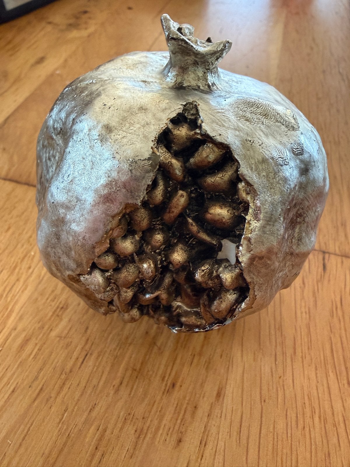 Decoratieve Granaatappel - Zilverkleurig, Ophalen of Verzenden, Zo goed als nieuw, Zilver, Metaal