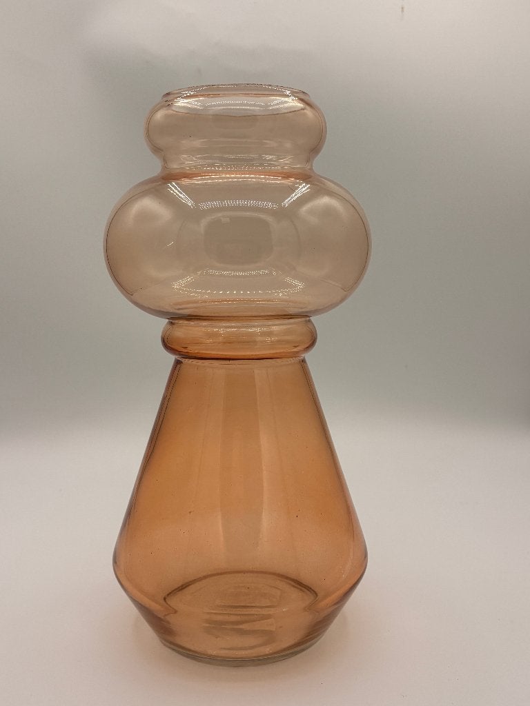 Glazen Vaas – Roze/Amber Glas – Modern Design – 28 x 15 cm, Huis en Inrichting, Woonaccessoires | Vazen, Ophalen of Verzenden