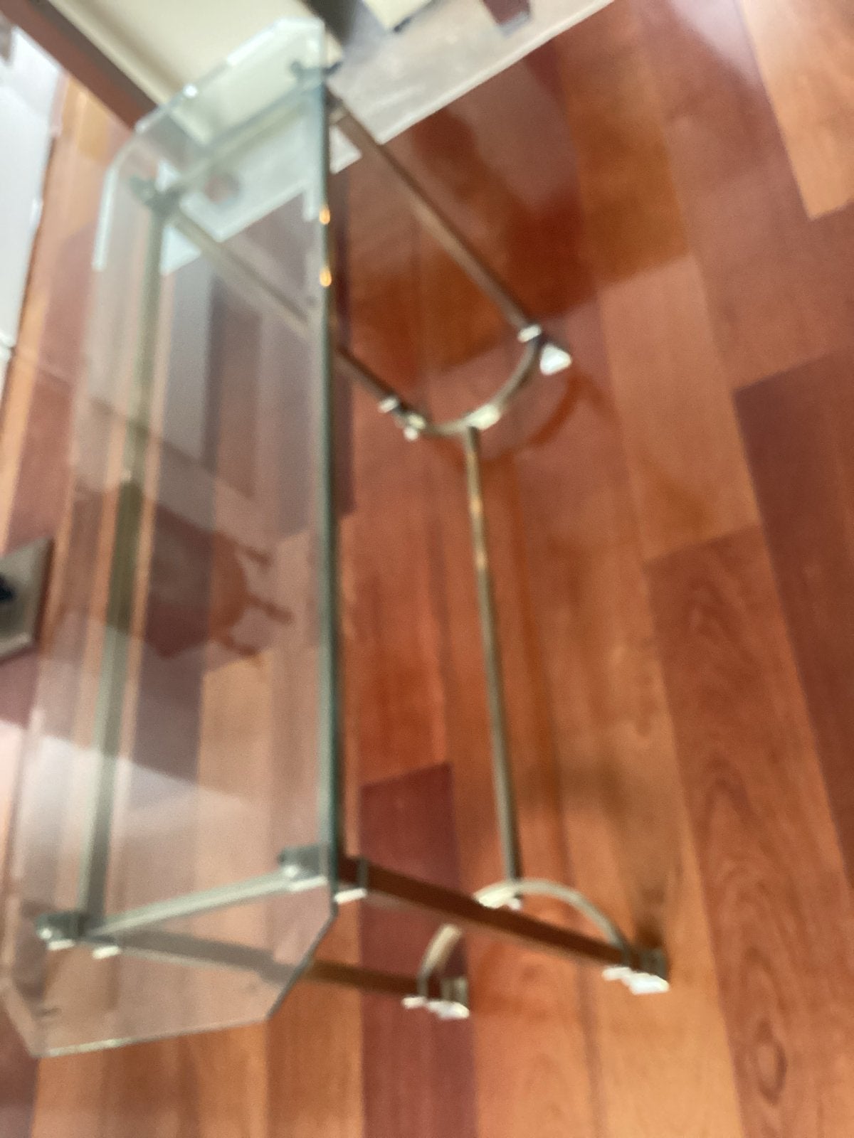 Glazen sidetable met messing onderstel, Ophalen, Minder dan 50 cm, 100 tot 150 cm, Glas