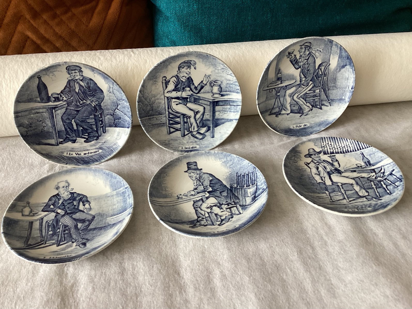 Bordjes,Royal ,Sphinx by Boch,Delfts,drinkende mannetjes,6x., Antiek en Kunst, Antiek | Keramiek en Aardewerk, Ophalen of Verzenden
