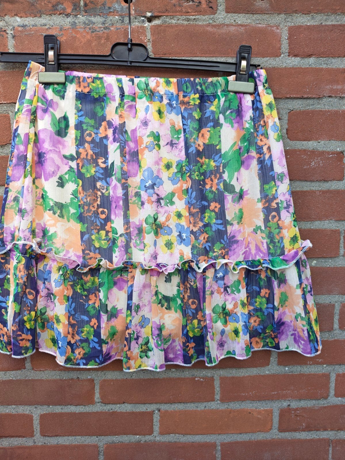 Flamant Rose bloemenprint mini-rok maat M, Kleding | Dames, Maat 38/40 (M), Meerkleurig, Zo goed als nieuw, Boven de knie