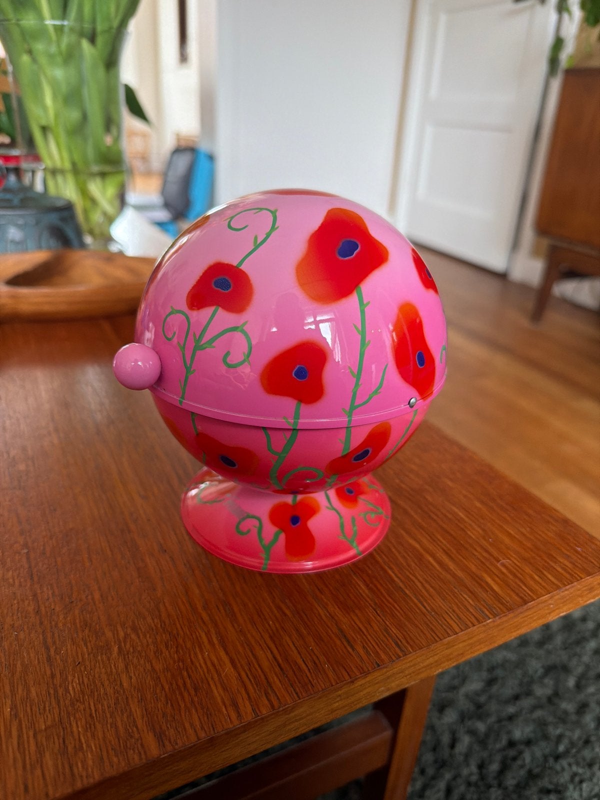 Pylones Suikerpot Roze Rood met Bloemmotief, Ophalen of Verzenden, Gebruikt, Rond, Overige materialen