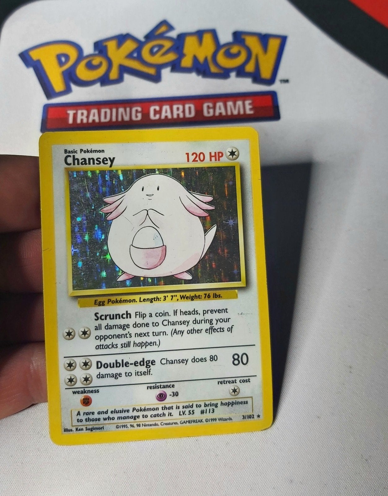 Chansey Holo Rare, Base Set 1999, Hobby en Vrije tijd, Verzamelkaartspellen | Pokémon, Ophalen of Verzenden, Zo goed als nieuw