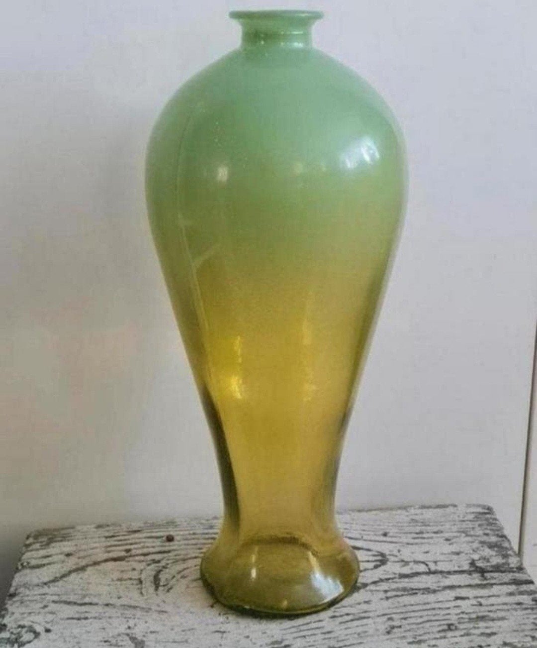 Aparte groene vintage vaas, Ophalen, Groen, Glas