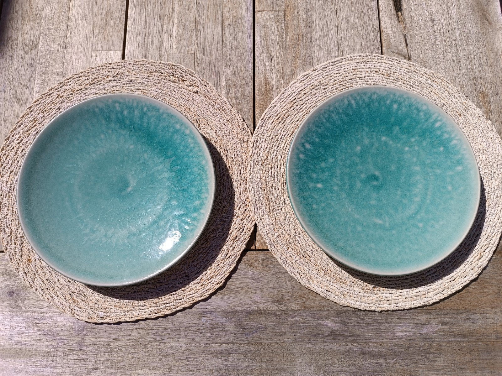 2x Jars Céramistes Tourron Jade dinerborden 26 cm, Gebruikt, Keramiek, Ophalen of Verzenden, Bord(en)