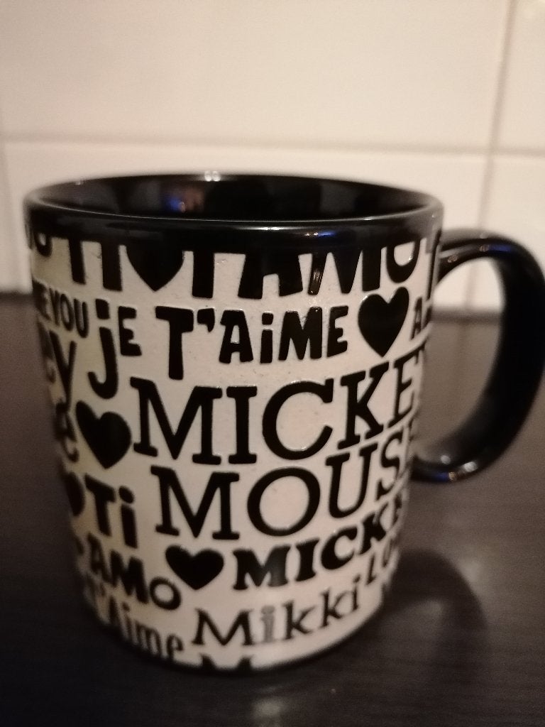 Zwart/witte Mickey Mouse beker, Ophalen of Verzenden, Mickey Mouse, Zo goed als nieuw, Servies