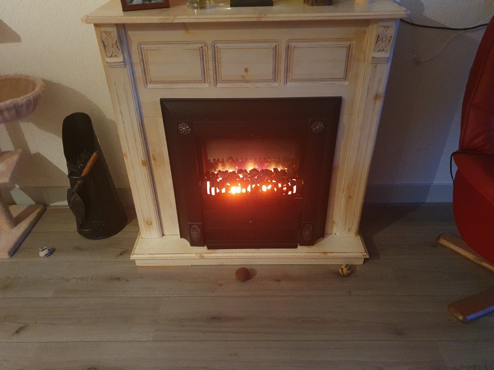Elektrische haard met houten schouw, Huis en Inrichting, Ophalen, Gebruikt, Vrijstaande haard, Elektrische haard