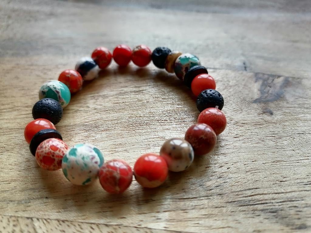 Nieuwe zelfgemaakte armband met natuurstenen kralen, Ophalen of Verzenden, Nieuw, Overige kleuren, Overige materialen
