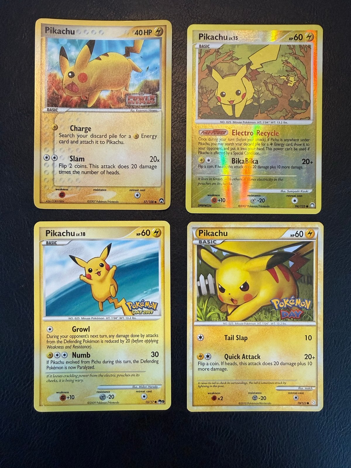 4x Pikachu Pokémon kaarten - Diverse edities, Ophalen of Verzenden, Gebruikt