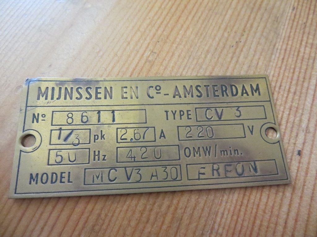 Koperen plaatje Mijnssen en Co Amsterdam, Ophalen of Verzenden, Xx, Gebruikt, Xx