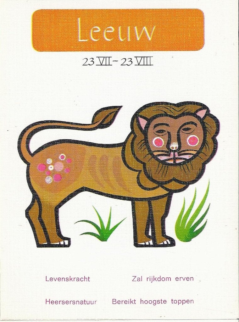 K7027 Ongelopen ansichtkaart leeuw ( sterrenbeeld ), Verzenden, 1980 tot heden, Gelopen