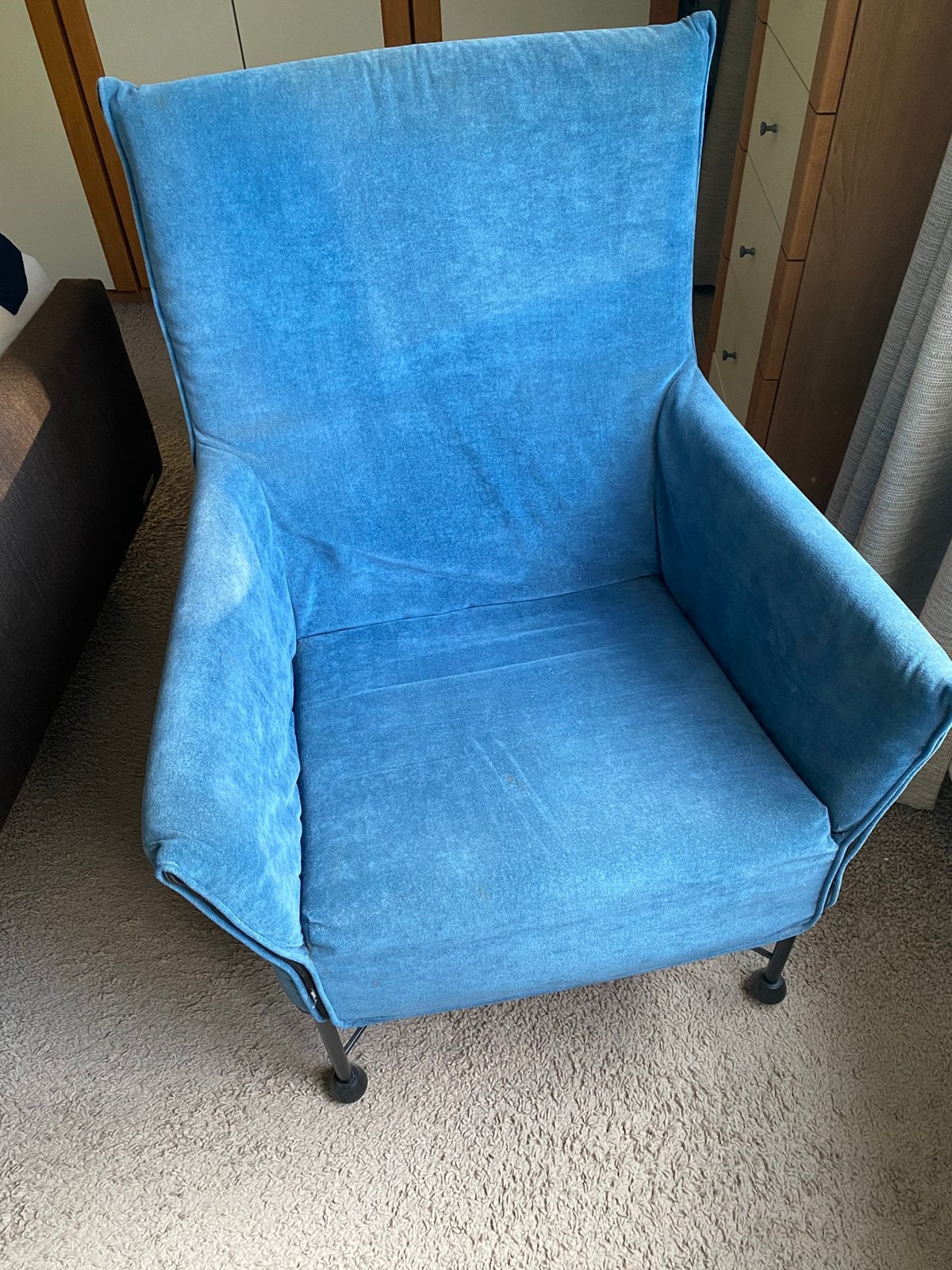 Charly Montis luxe fauteuil kobalt blauw, Ophalen, 75 tot 100 cm, Zo goed als nieuw, 50 tot 75 cm