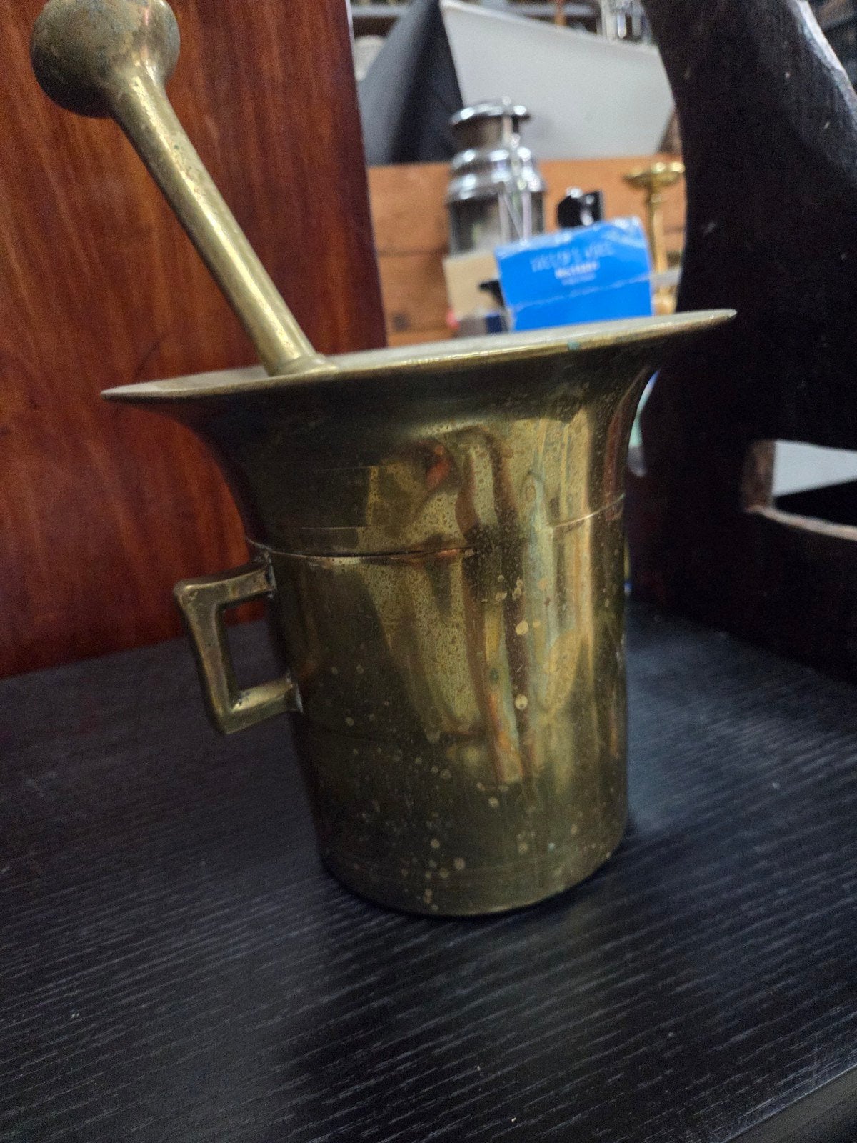 Antieke grote Bronzen Vijzel met Stamper, Ophalen of Verzenden, Brons