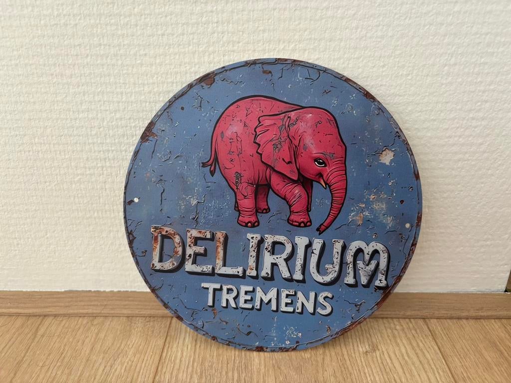 Prachtig vintage bord Delirium Tremens (20x20), Ophalen of Verzenden, Zo goed als nieuw, Reclamebord