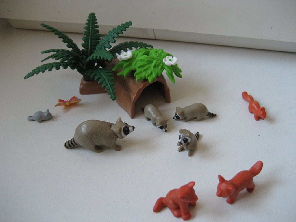 playmobil stronk met bosdieren wasberen vossen, Ophalen of Verzenden, Zo goed als nieuw