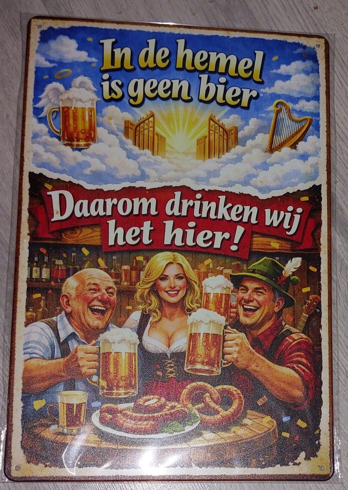 Metalen Wandbord Mancave Bier Humor 20x30cm Nieuw, Ophalen of Verzenden