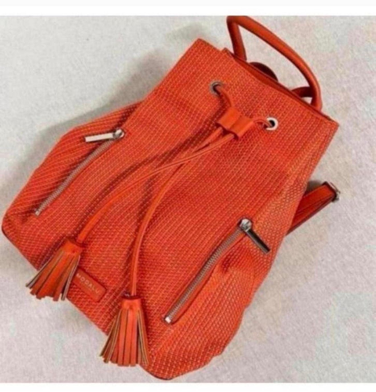 Modalu Lulu Backpack - Vintage oranje rugtas rugzak dames, Oranje, Ophalen of Verzenden, Zo goed als nieuw, H
