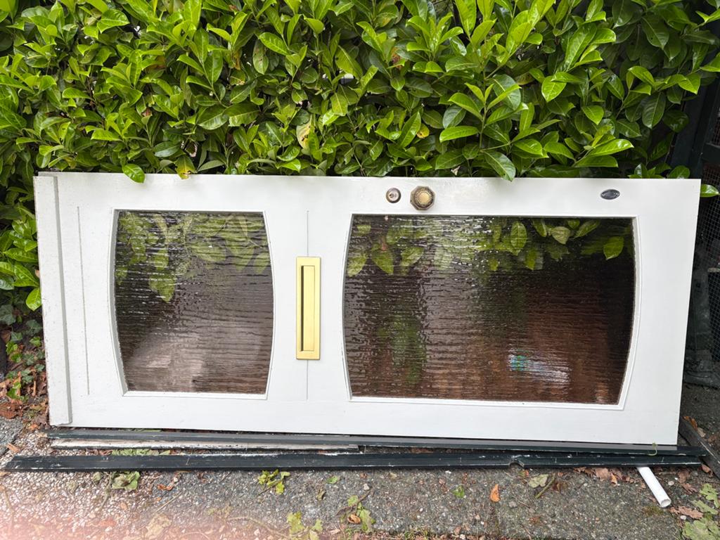 GRATIS hardhouten buitendeur, enkel glas, Ophalen, 200 tot 215 cm, Glas, Buitendeur